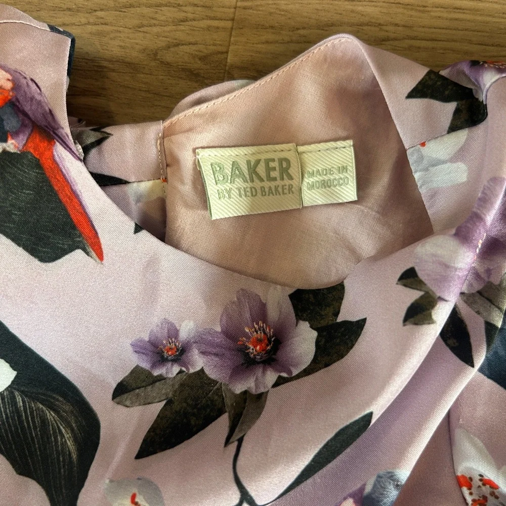 Baker By Ted Baker Girls Lavender Floral Dress Lined NWOT Size 2-3 Years - Picture 4 of 6